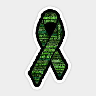 Green Mental Health Awareness Ribbon Sticker